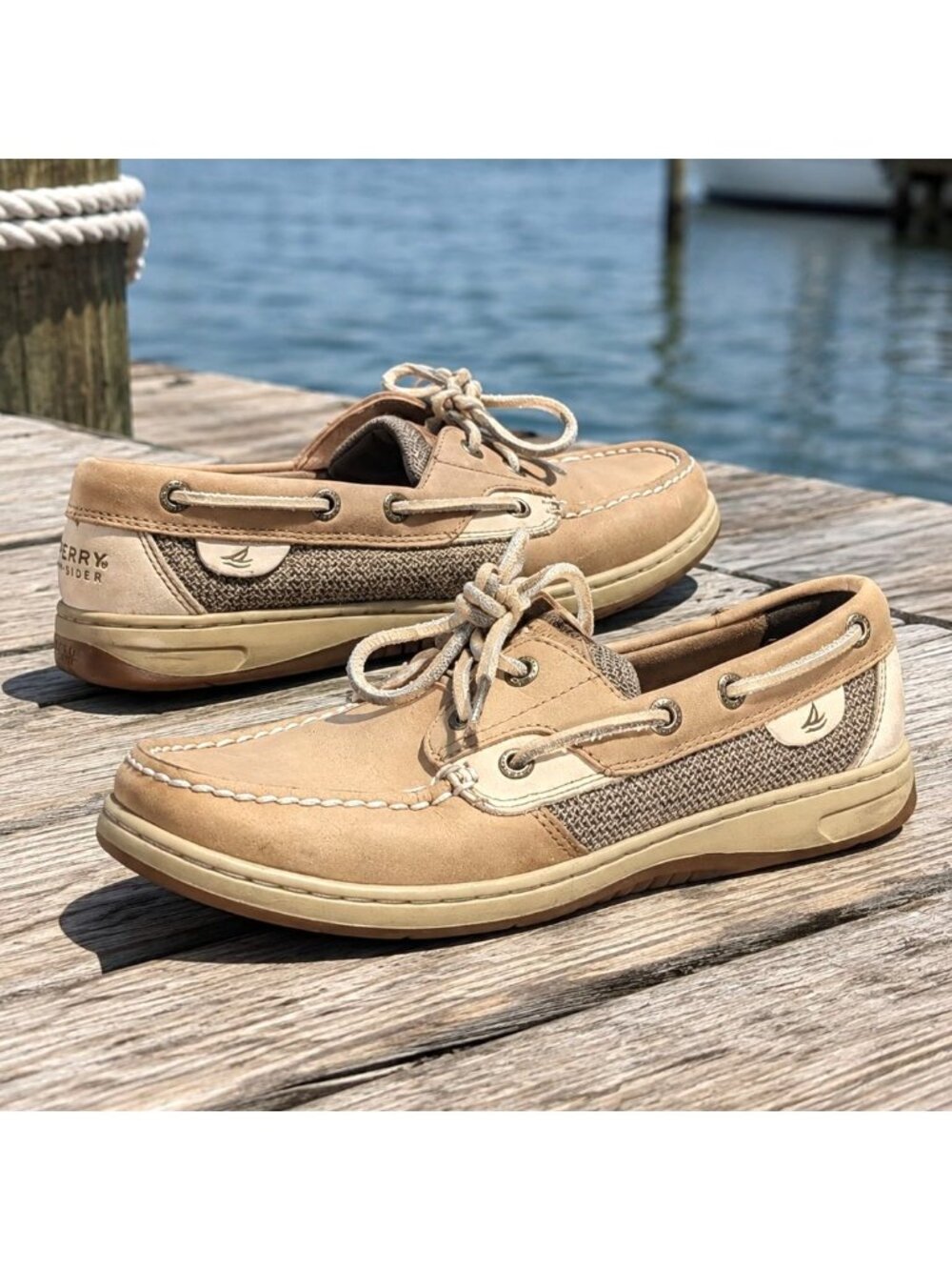 Sperry Top-Sider Boat Shoes Womens 7.5 Tan Leather Casual Deck Slip-On Loafers